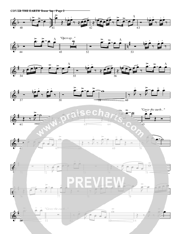 Cover The Earth Tenor Sax 2 (G3 Worship)