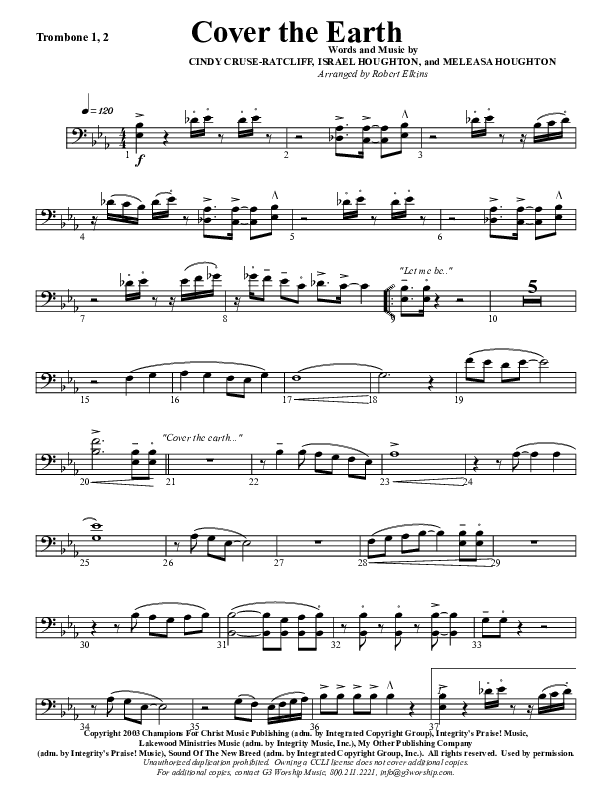 Cover The Earth Trombone 1/2 (G3 Worship)
