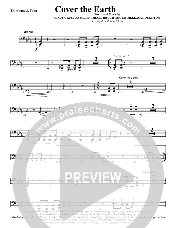 Cover The Earth Trombone 3/Tuba (G3 Worship)