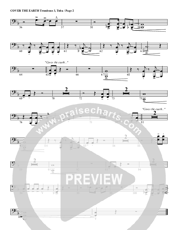 Cover The Earth Trombone 3/Tuba (G3 Worship)