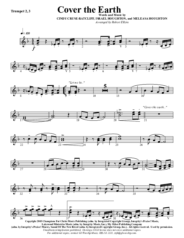Cover The Earth Trumpet 2/3 (G3 Worship)