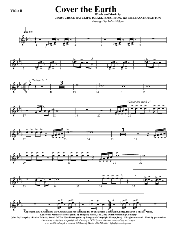 Cover The Earth Violin 2 (G3 Worship)