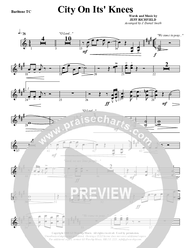City On Its Knees Baritone TC (G3 Worship)