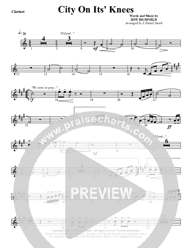 City On Its Knees Clarinet (G3 Worship)