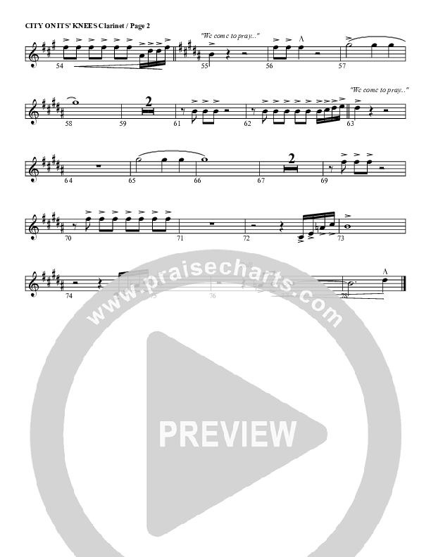 City On Its Knees Clarinet (G3 Worship)