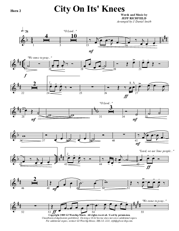 City On Its Knees French Horn 2 (G3 Worship)