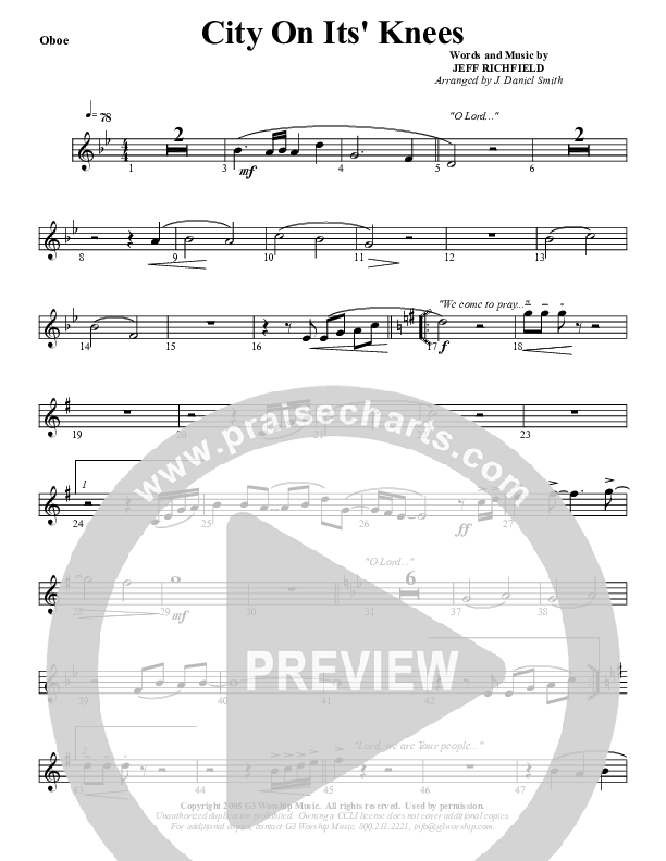 City On Its Knees Oboe (G3 Worship)