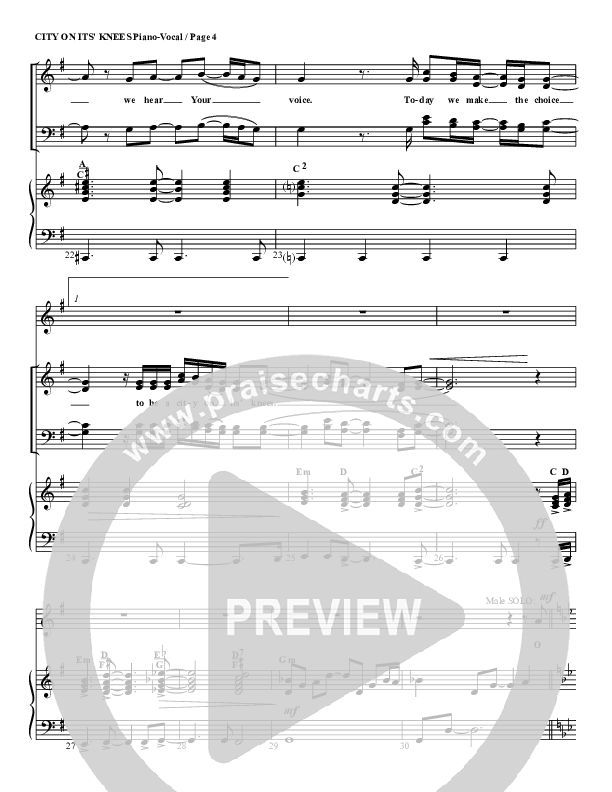 City On Its Knees Piano Sheet (G3 Worship)