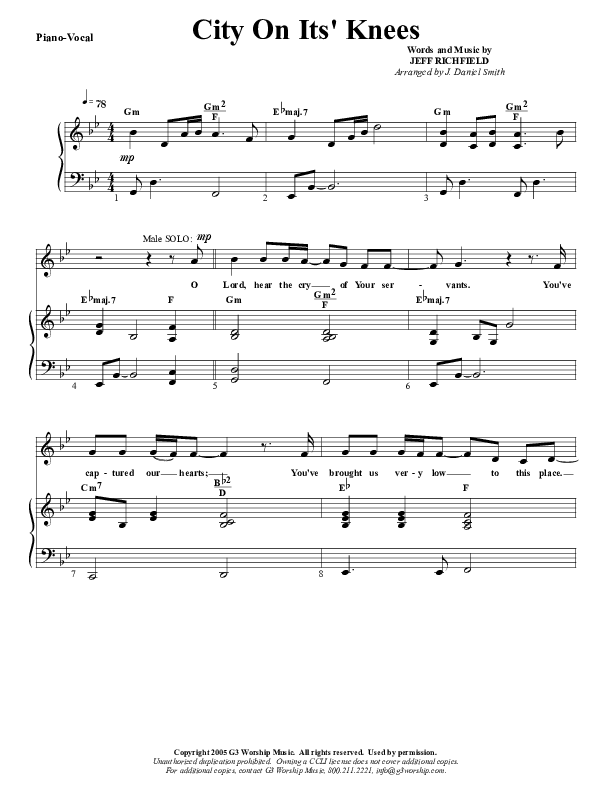 City On Its Knees Piano/Vocal (G3 Worship)