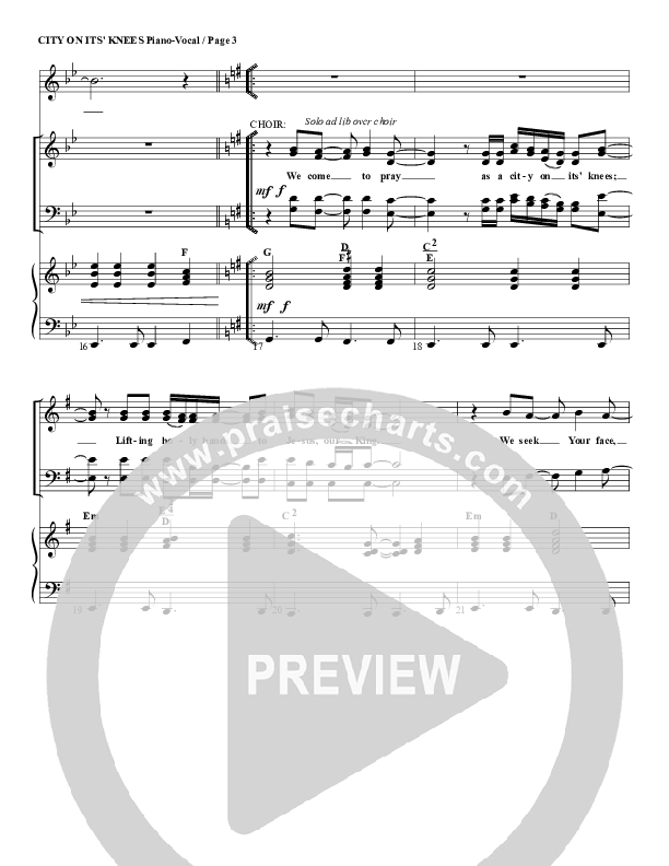 City On Its Knees Piano/Vocal (G3 Worship)