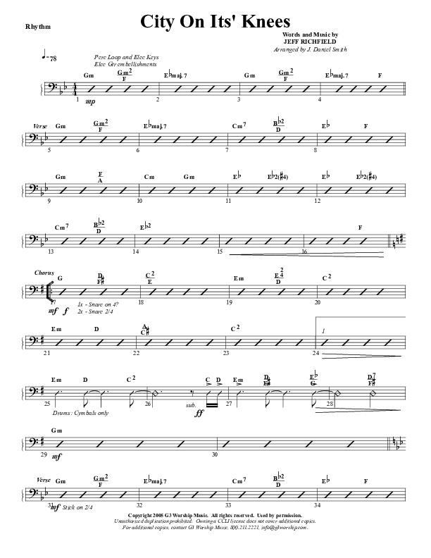 City On Its Knees Rhythm Chart (G3 Worship)