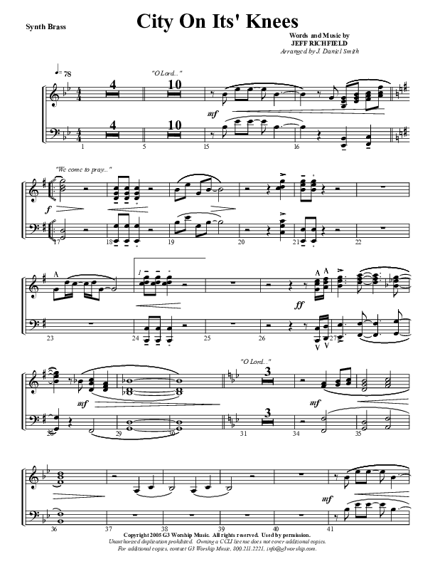 City On Its Knees Synth Brass (G3 Worship)