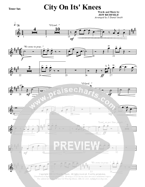 City On Its Knees Tenor Sax 2 (G3 Worship)