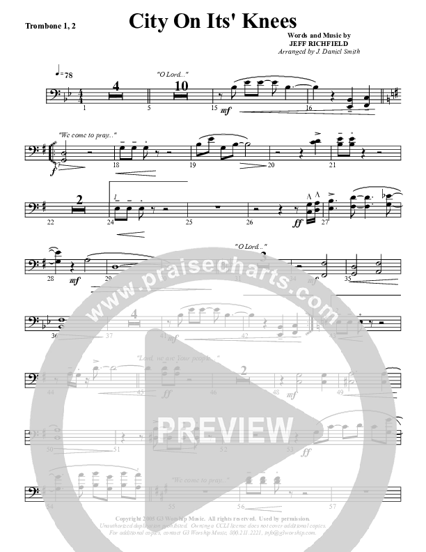 City On Its Knees Trombone 1/2 (G3 Worship)