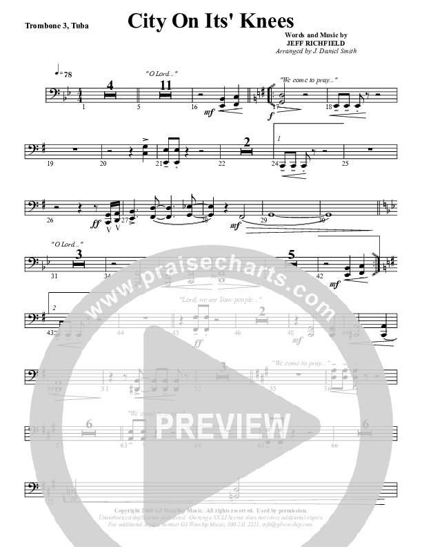 City On Its Knees Trombone 3/Tuba (G3 Worship)