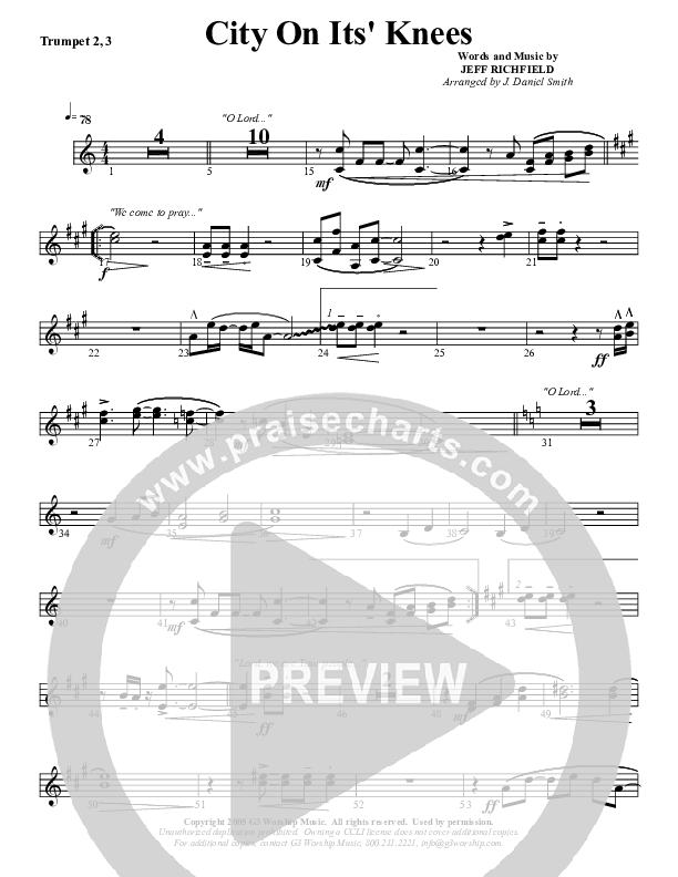 City On Its Knees Trumpet 2/3 (G3 Worship)