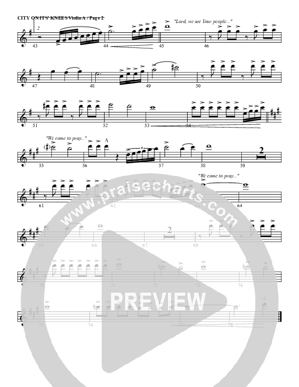 City On Its Knees Violin 1 (G3 Worship)