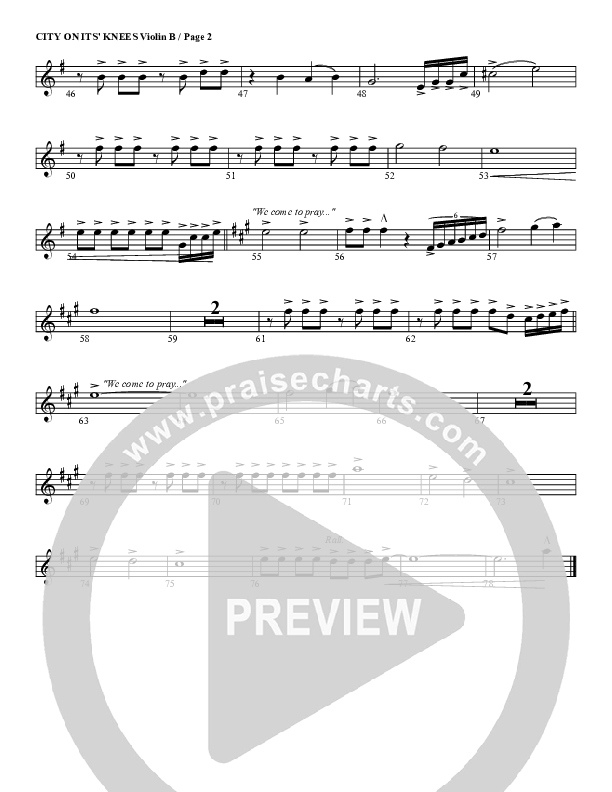 City On Its Knees Violin 2 (G3 Worship)