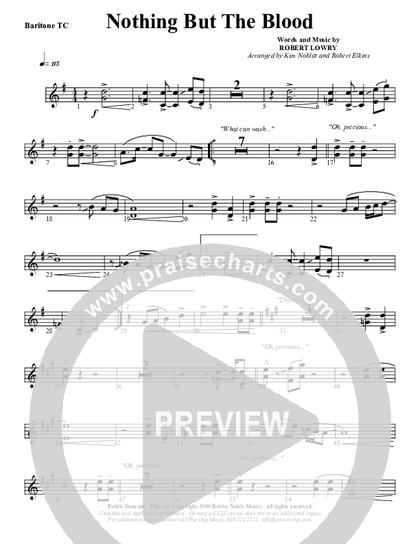 Nothing But The Blood Baritone TC (G3 Worship)