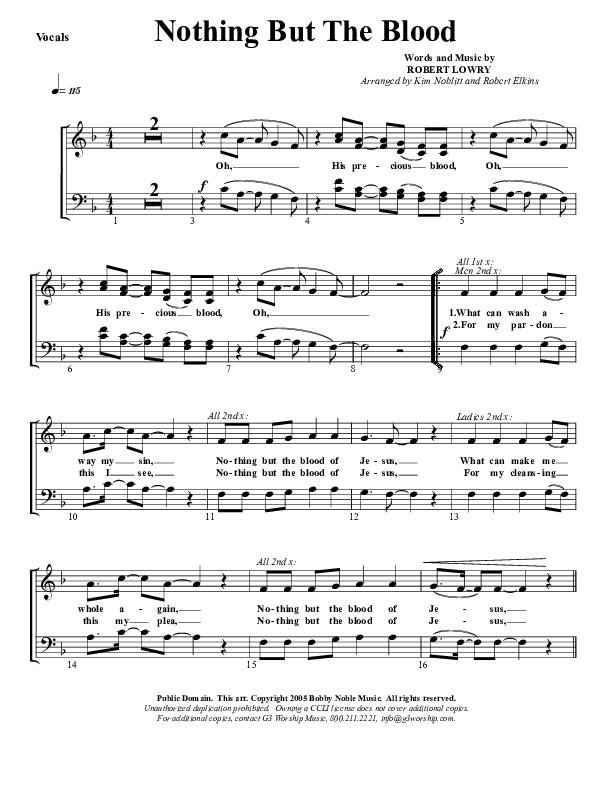 Nothing But The Blood Choir Sheet (G3 Worship)