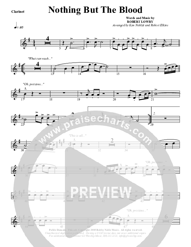 Nothing But The Blood Clarinet (G3 Worship)