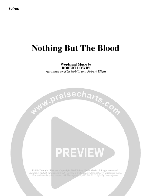 Nothing But The Blood Conductor's Score (G3 Worship)