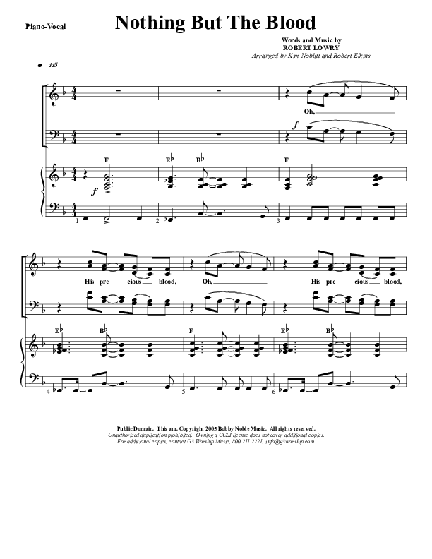 Nothing But The Blood Piano/Vocal & Lead (G3 Worship)