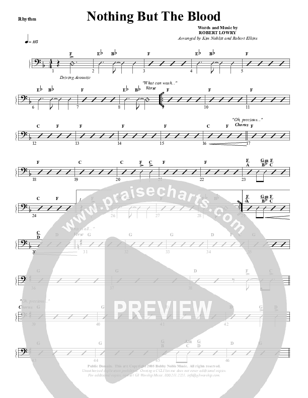 Nothing But The Blood Rhythm Chart (G3 Worship)