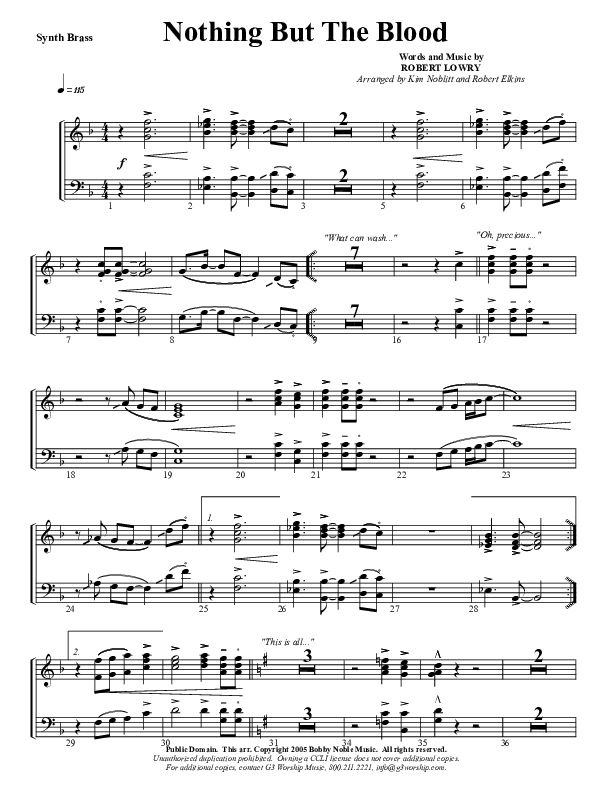 Nothing But The Blood Synth Brass (G3 Worship)