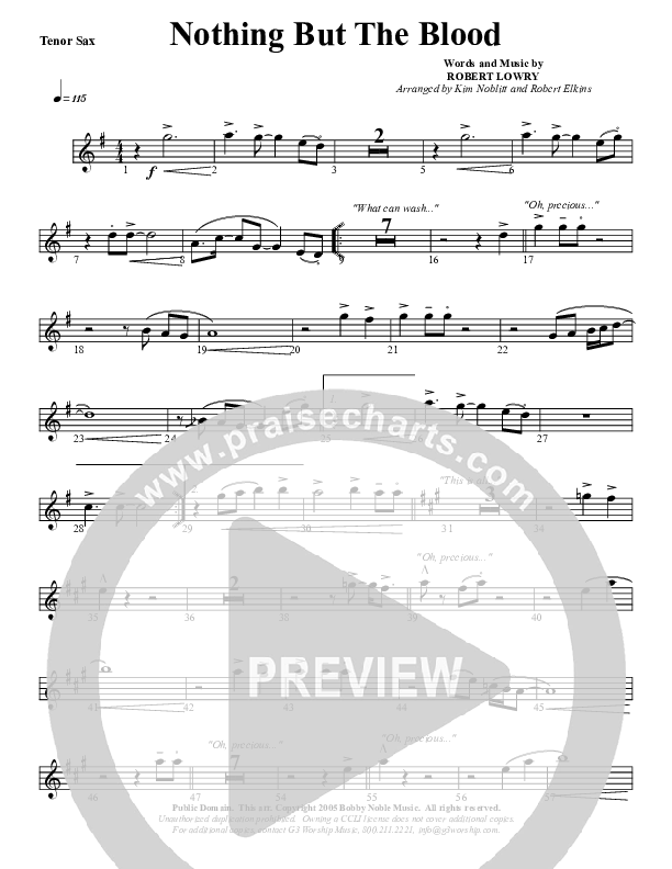 Nothing But The Blood Tenor Sax 2 (G3 Worship)