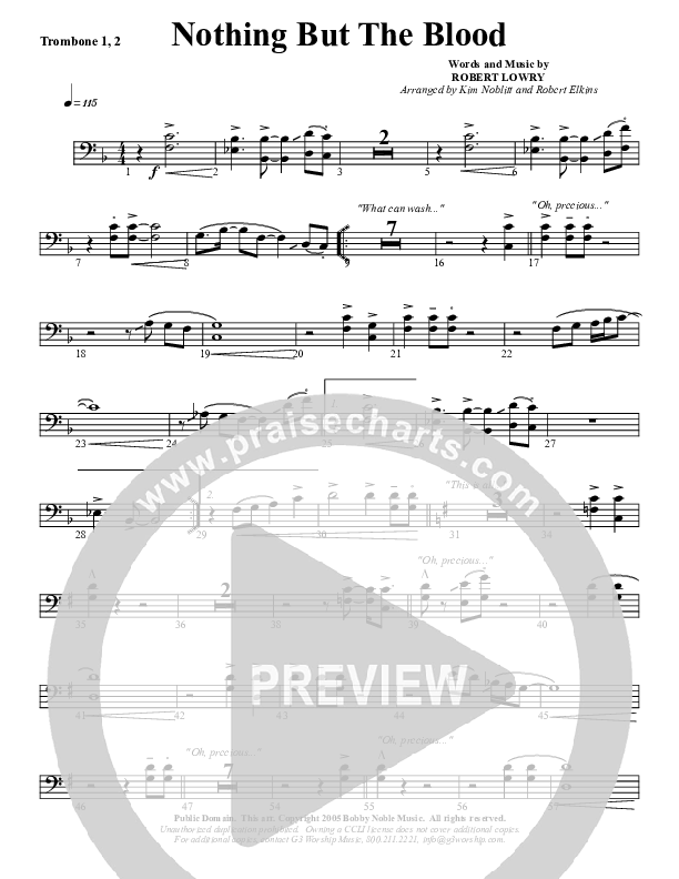 Nothing But The Blood Trombone 1/2 (G3 Worship)
