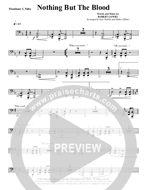 Nothing But The Blood Trombone 3/Tuba (G3 Worship)