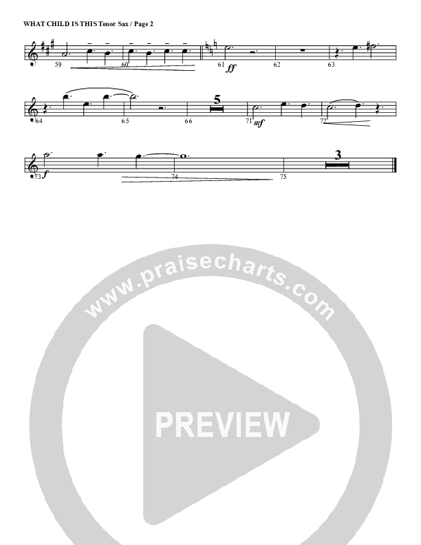 What Child Is This Tenor Sax 2 (G3 Worship)