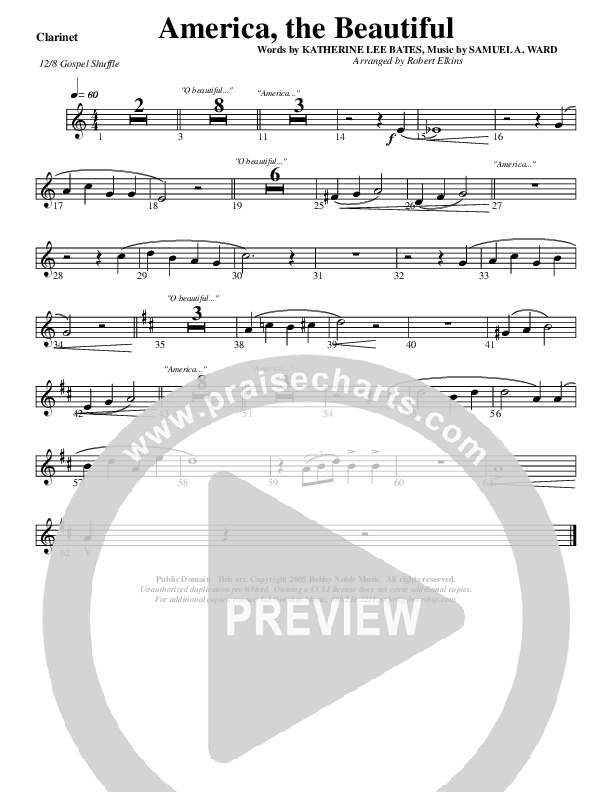 America The Beautiful Clarinet (G3 Worship)