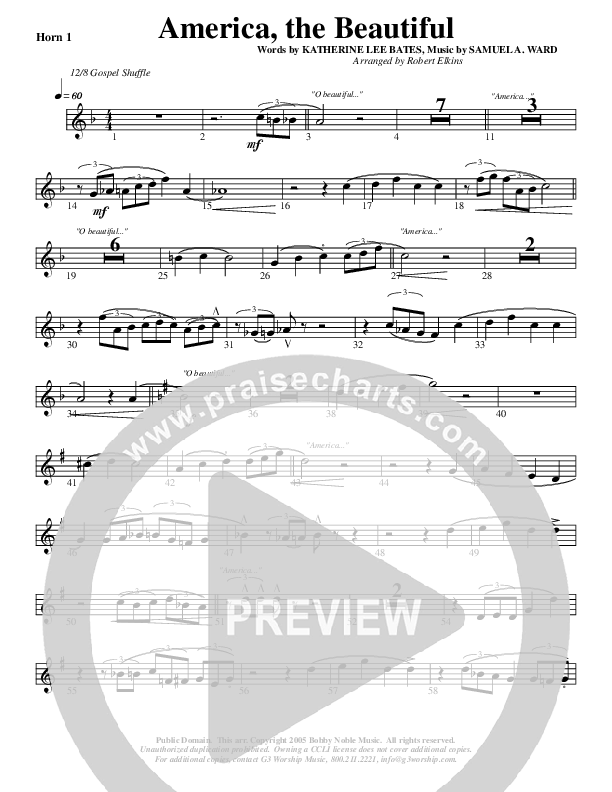 America The Beautiful French Horn 1 (G3 Worship)