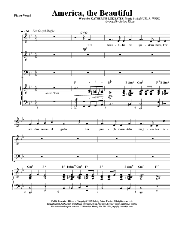 America The Beautiful Lead & Piano (G3 Worship)