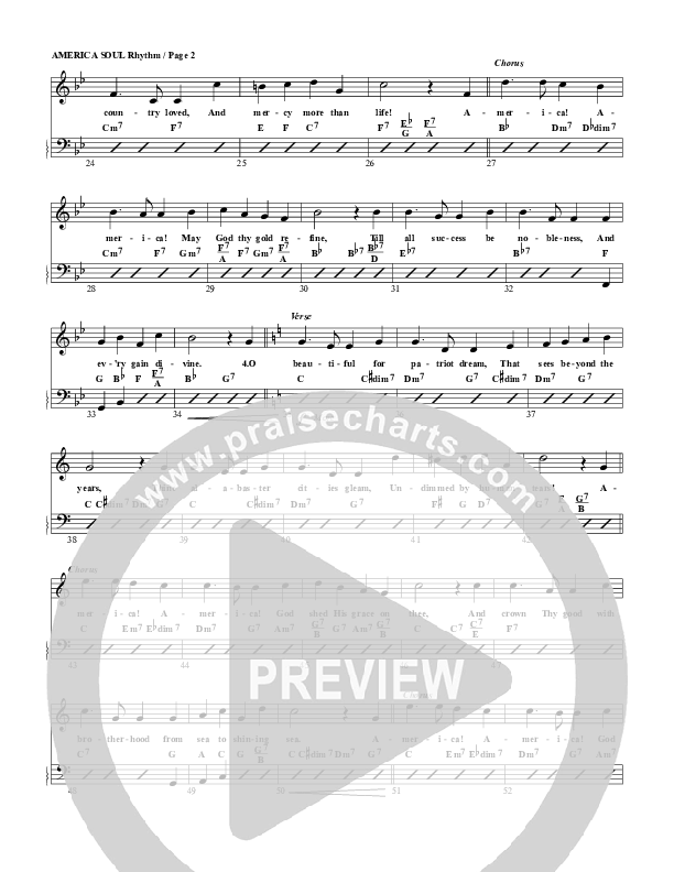 America The Beautiful Rhythm Chart (G3 Worship)