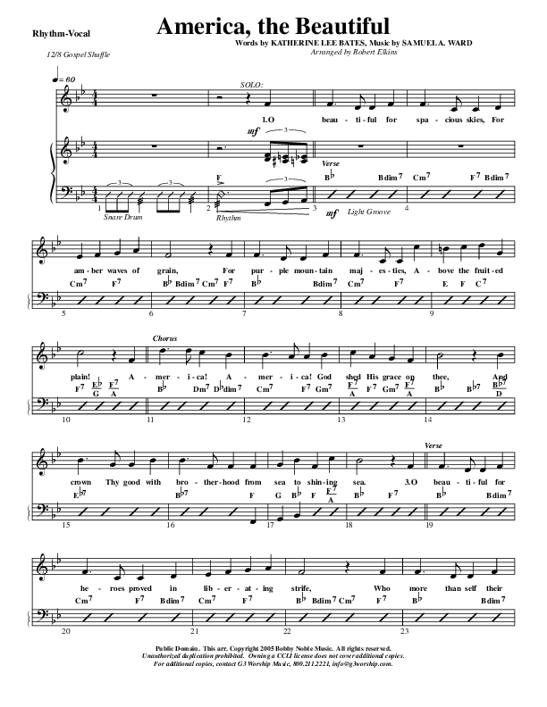 America The Beautiful Rhythm/Vocal (G3 Worship)