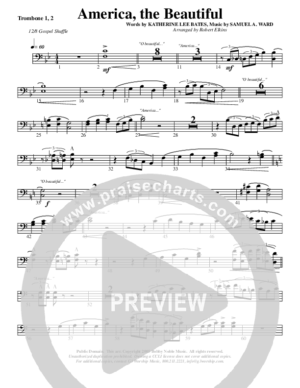 America The Beautiful Trombone 1/2 (G3 Worship)