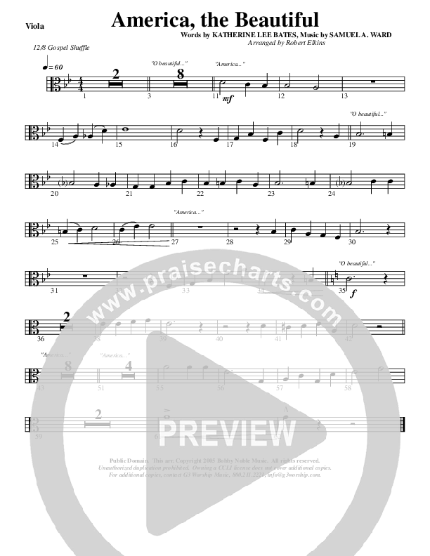 America The Beautiful Viola (G3 Worship)