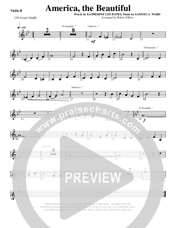 America The Beautiful Violin 2 (G3 Worship)