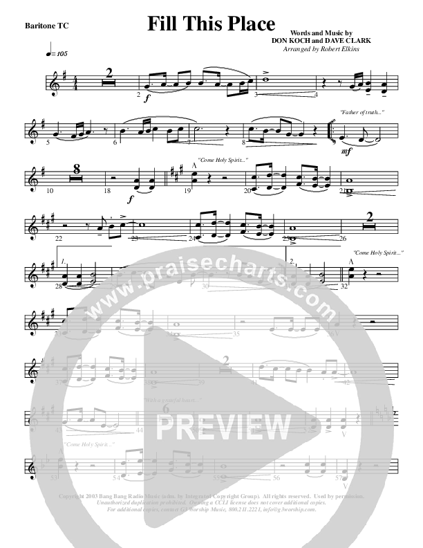 Fill This Place Bari Sax (G3 Worship)