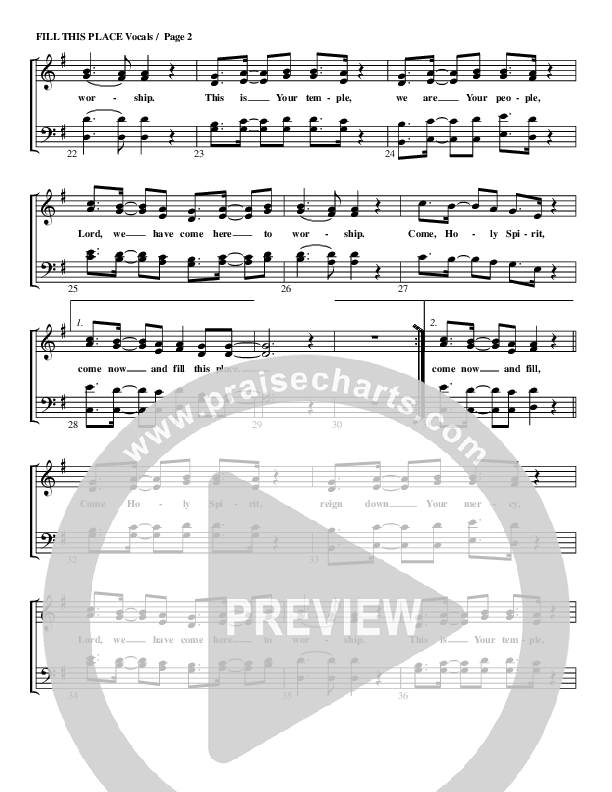 Fill This Place Choir Sheet (G3 Worship)