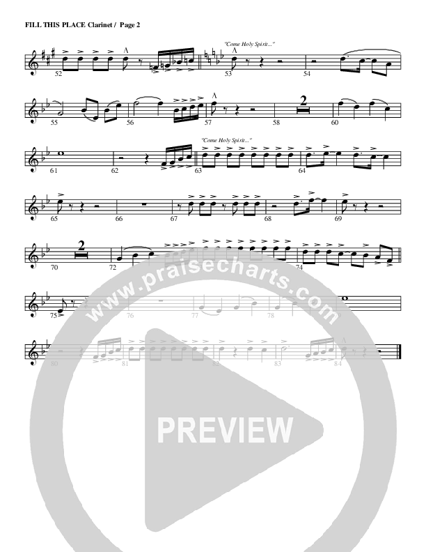 Fill This Place Clarinet (G3 Worship)