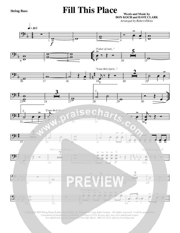 Fill This Place Double Bass (G3 Worship)