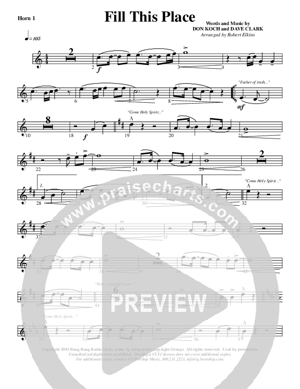Fill This Place French Horn 1 (G3 Worship)