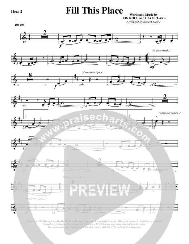 Fill This Place French Horn 2 (G3 Worship)