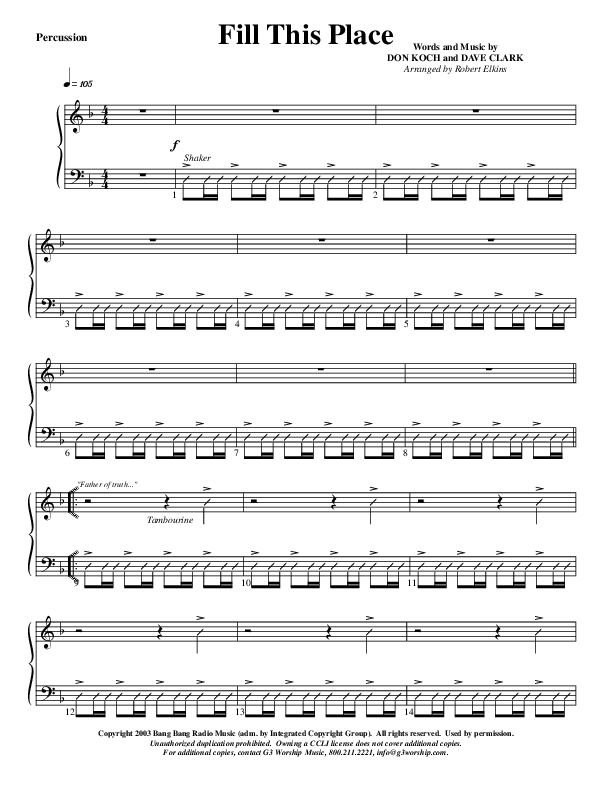 Fill This Place Percussion (G3 Worship)