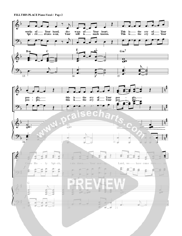 Fill This Place Piano/Vocal & Lead (G3 Worship)
