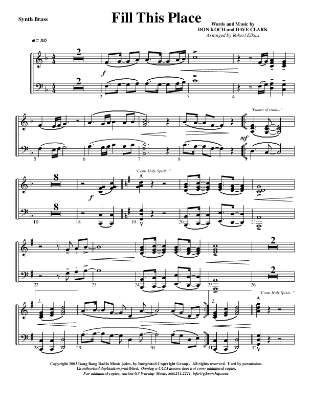 Fill This Place Synth Brass (G3 Worship)